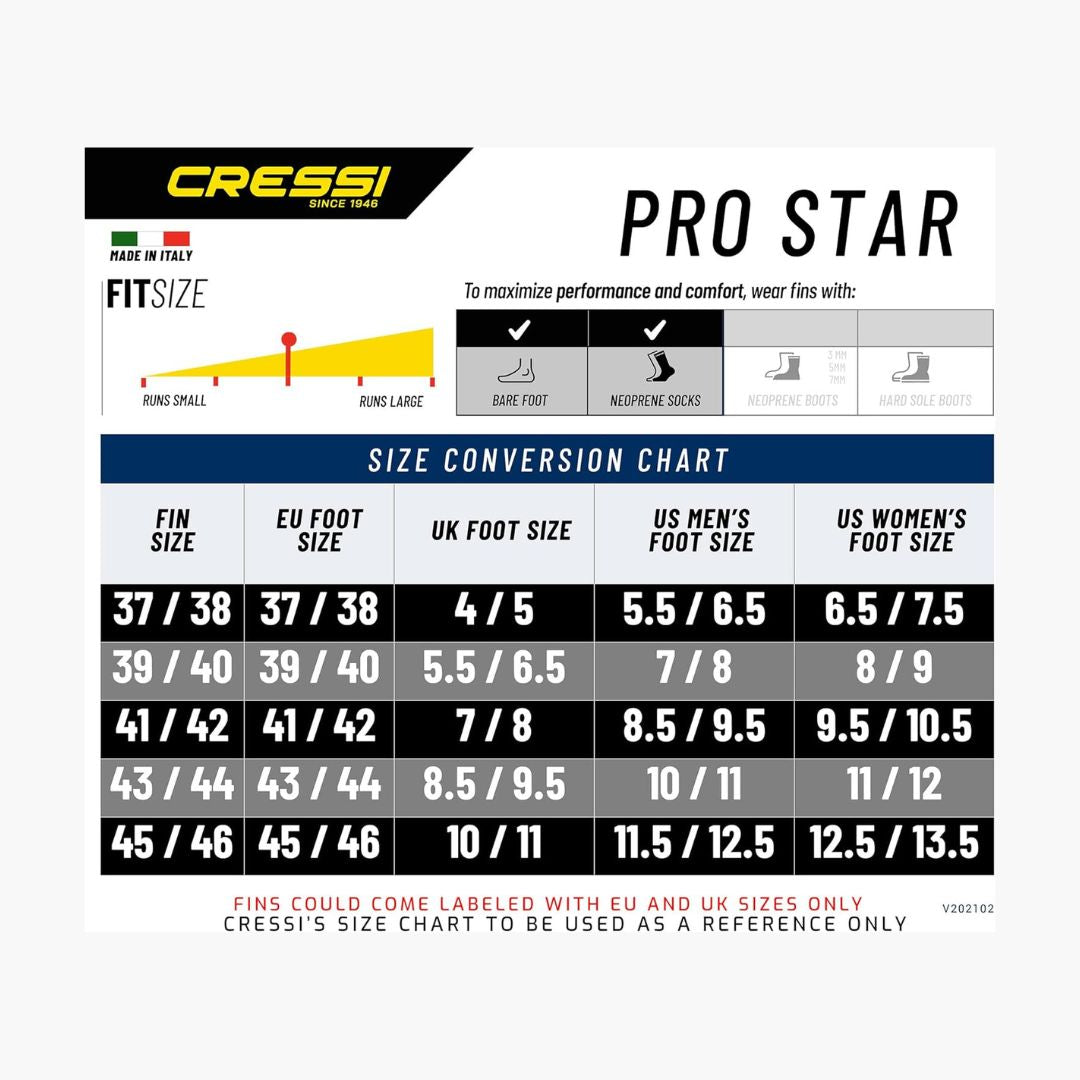 زعانف الغوص الاحترافية (Cressi - Pro Star)
